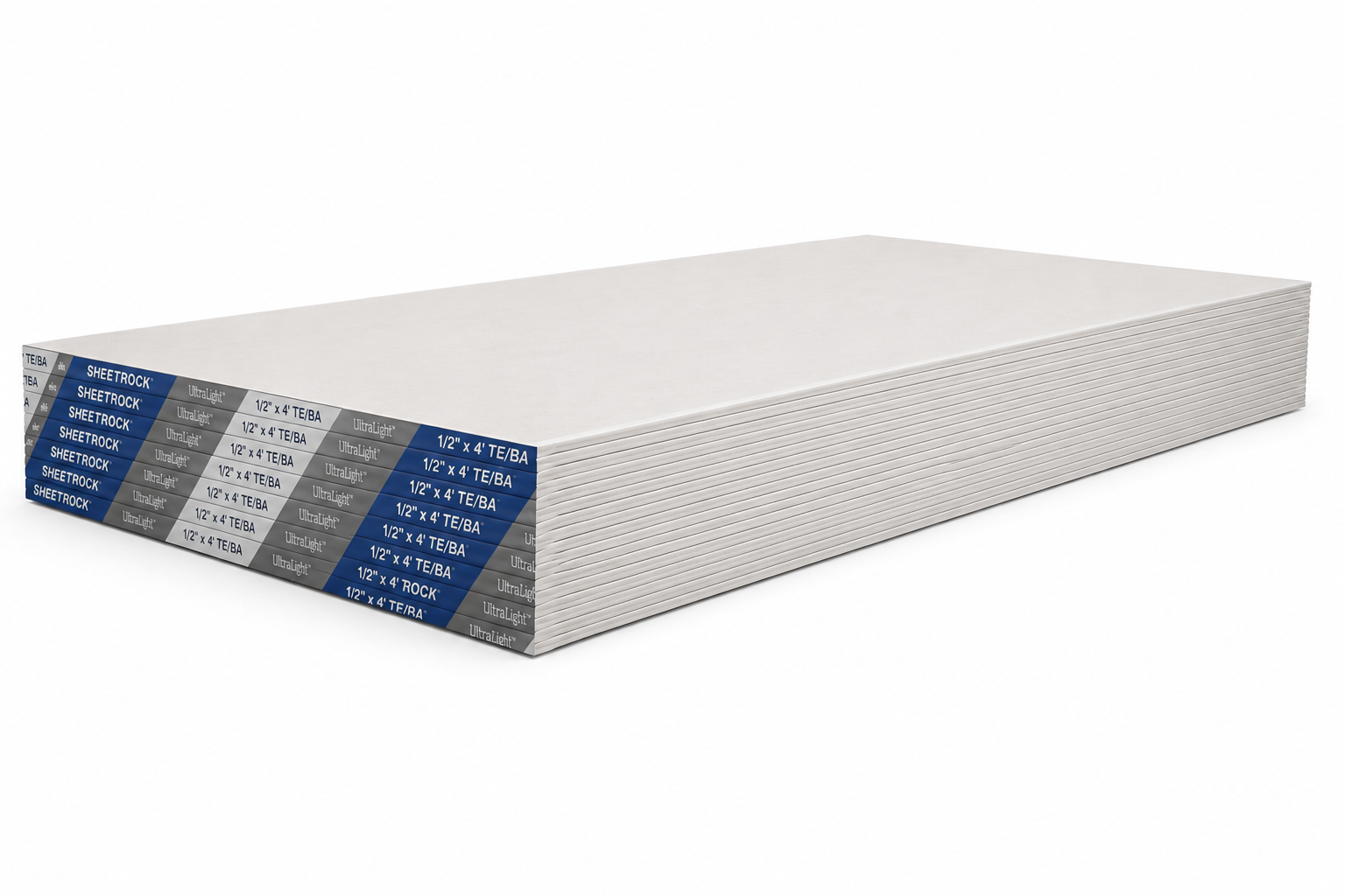 Stack of 1/2" Sheetrock UltraLight drywall panels